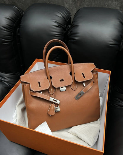 Hermès Hermes brown silver 35 - 35 bk Tote Bag - Vintage fashion from Wararni