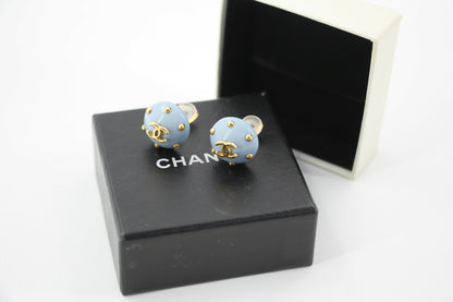 Chanel 96C Resin Light Blue Bean Clip-on Earrings