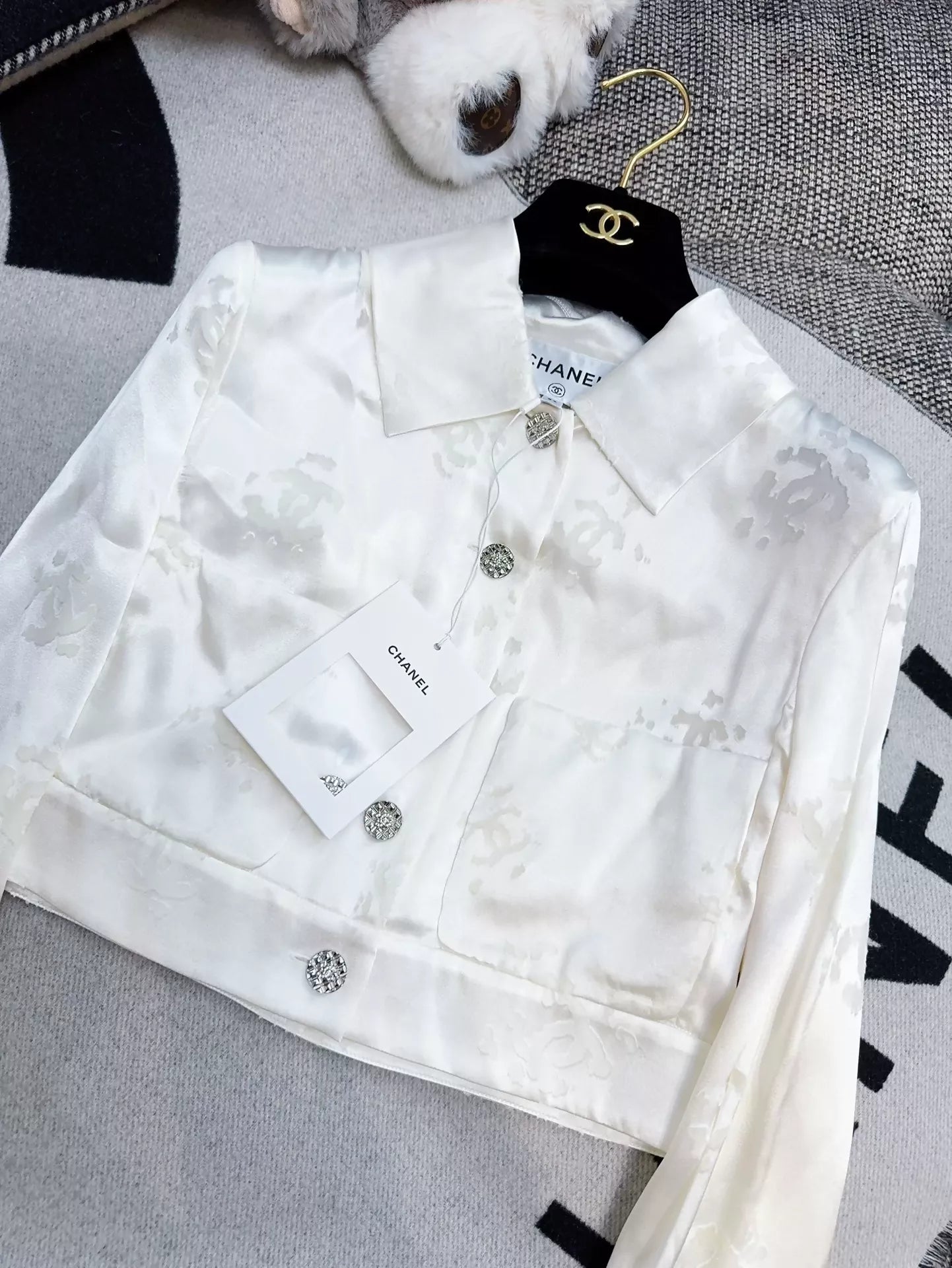 Chanel 22A white silk jacket
