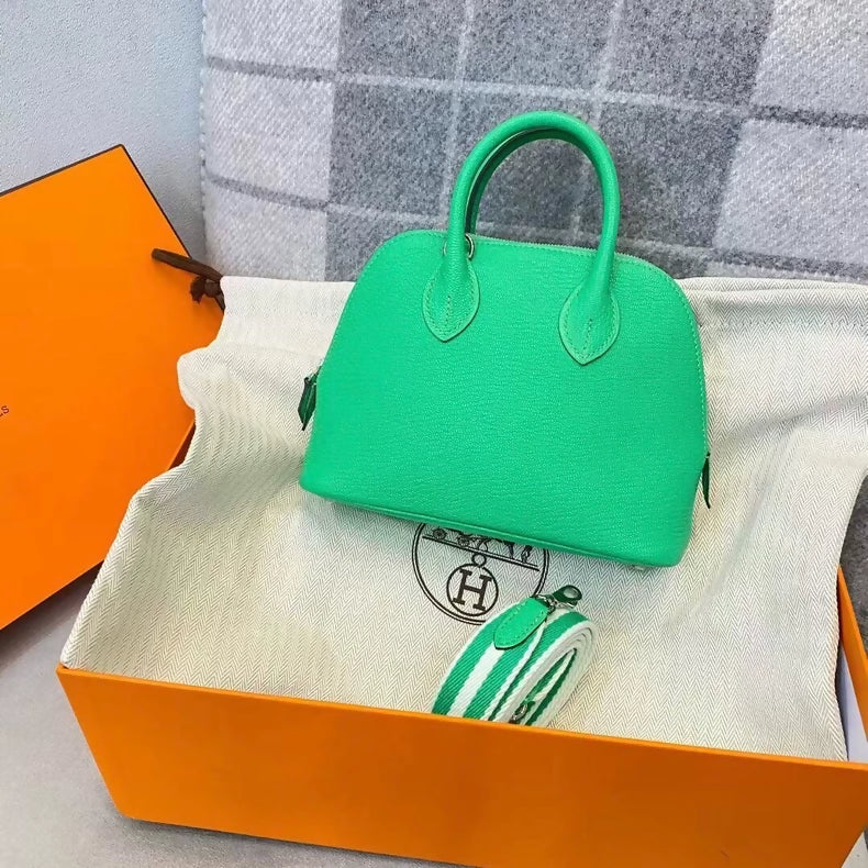 Hermes mini bolide green leather palladium hardware