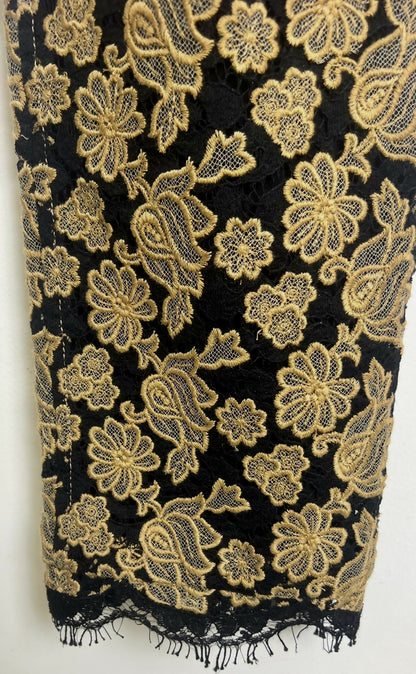 Chanel 16A Paris Rome Caramel Black Lace Dress Pants Trouser FR 44