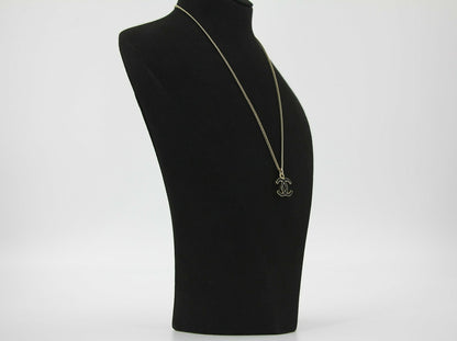 Chanel Vintage 07V Enamel Classic Black CC Light Gold Necklace