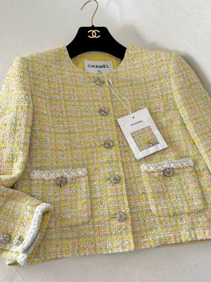 Chanel 24C Lemon Yellow Tweed Jacket