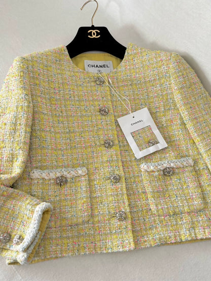 Chanel 24C Lemon Yellow Tweed Jacket