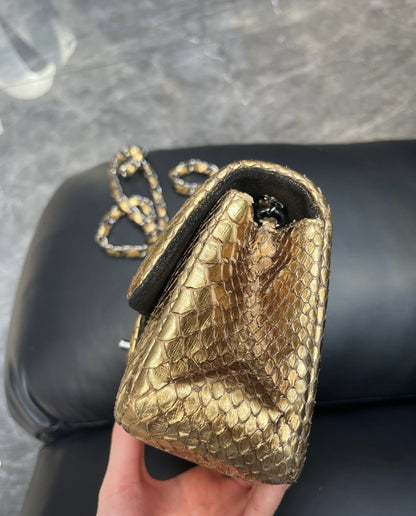 Chanel gold snakeskin big mini