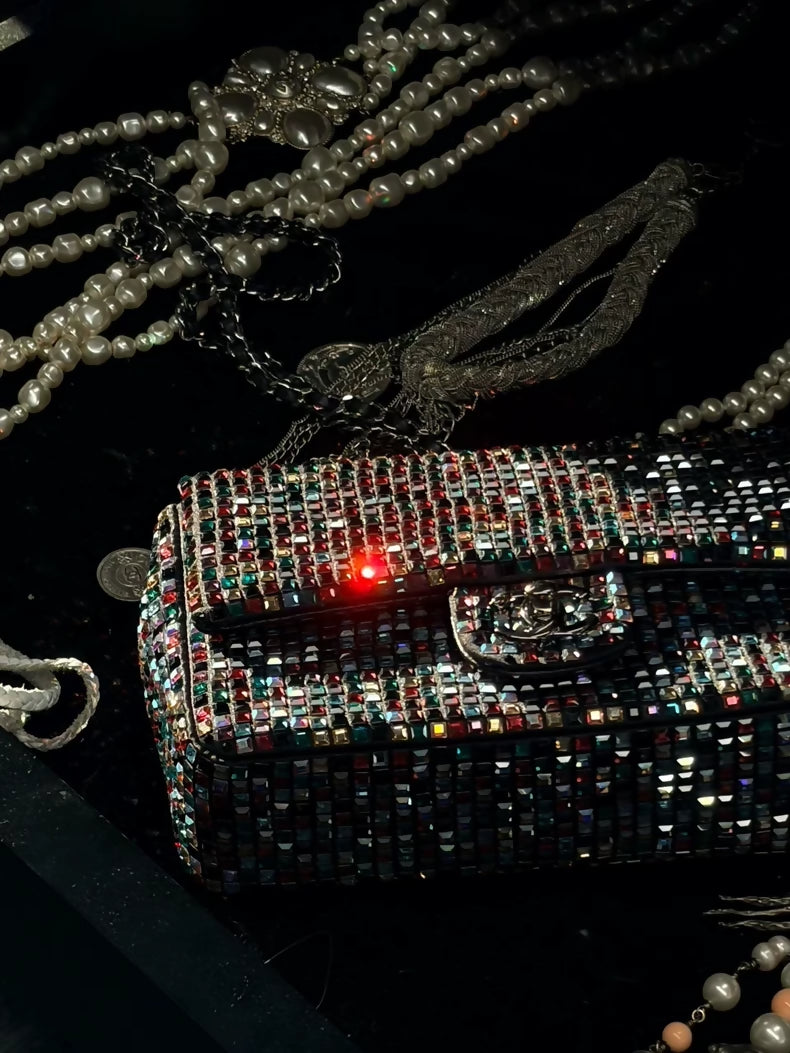 Chanel 23A mini flap CF Chain with Colored Crystals