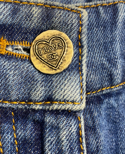 Chanel 19P Sand By The Sea Wide Leg Blue Jeans FR 36