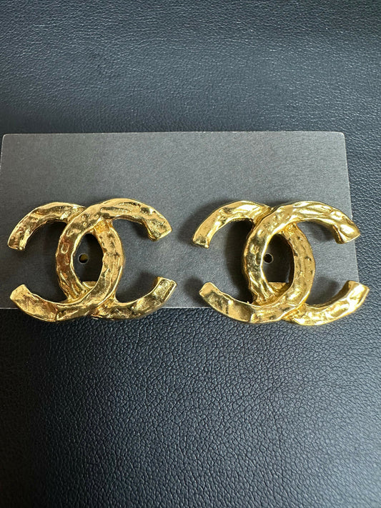 Chanel Vintage 71-80 Gold Plated CC Clip-on Earrings