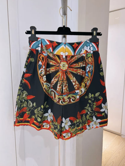 Dolce Gabbana High Waist Print Shorts