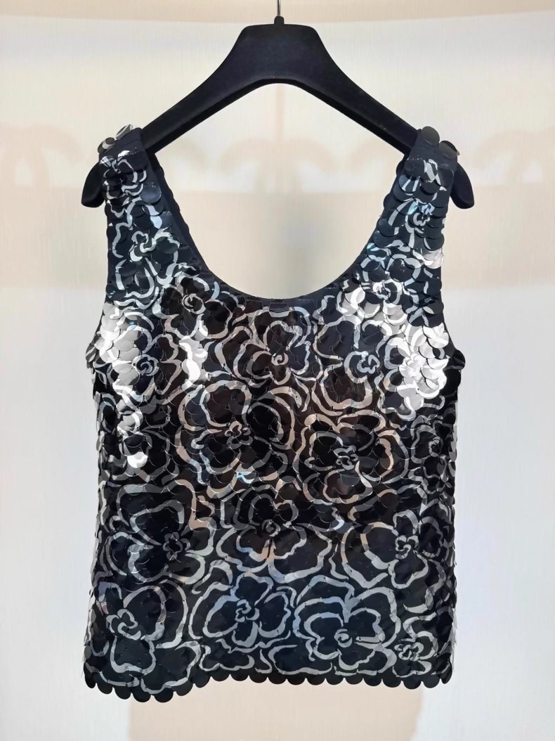 Chanel Camellia Sequin top