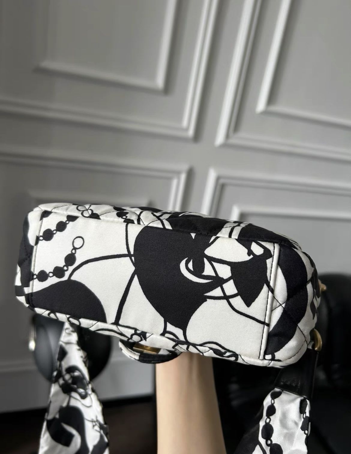 Chanel black and white graffiti bag