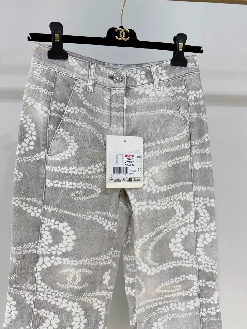 Chanel 25M Coco Beach series light grey jeans