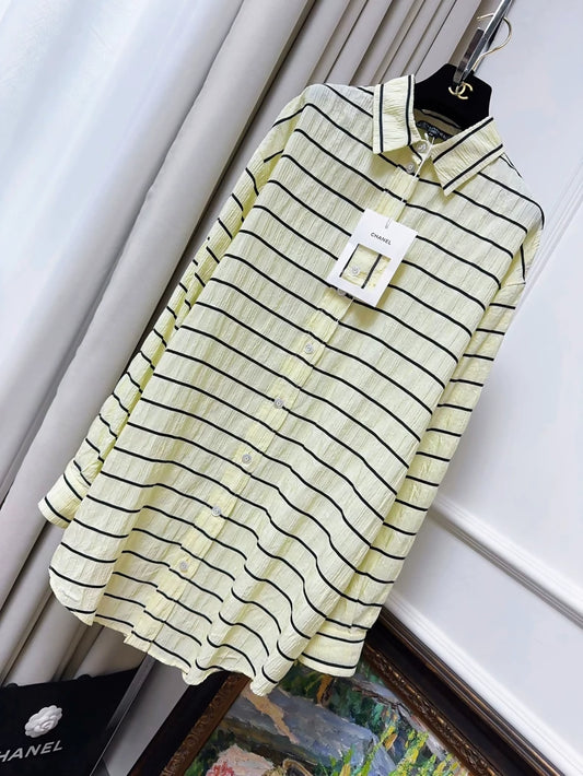 Chanel 25S Light Yellow Striped shirt