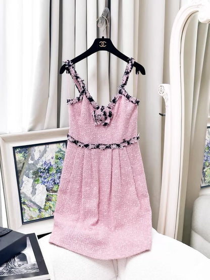 Chanel 07P Pink Tweed dress and jacket set