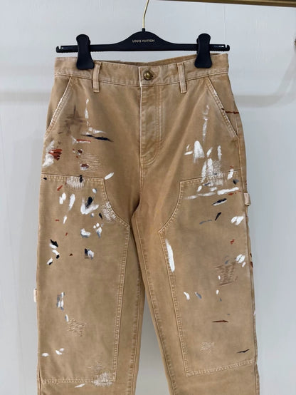 Louis Vuitton 26 Print Embroidered Denim Cargo Pants