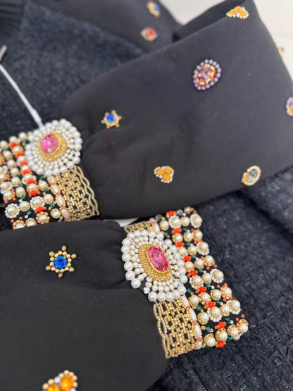 Chanel 22A jacket with ruby-embellished sleeves