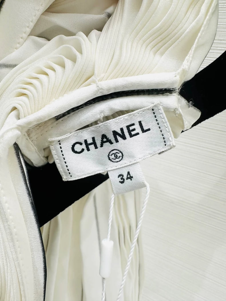 Chanel 24s pleated off-the-shoulder silk top