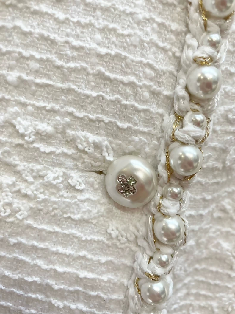 Chanel 25P white moonlight pearl jacket,
