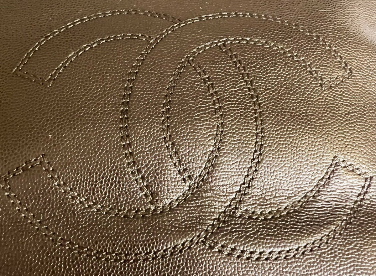 Vintage Chanel Brown Caviar Tortoise CC Timeless Tote Bag