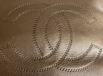 Vintage Chanel Brown Caviar Tortoise CC Timeless Tote Bag