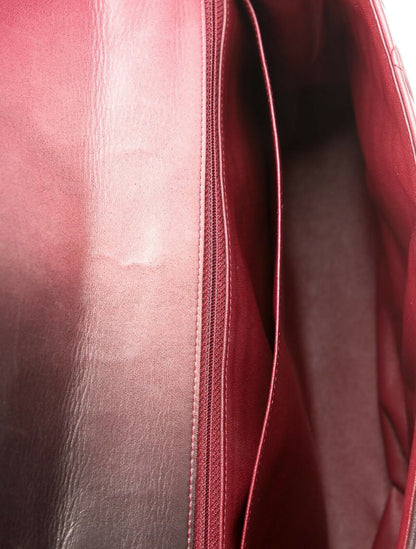 Chanel Maxi Ombre Degradé Pink Burgundy Quilted Leather Classic Single Flap Bag