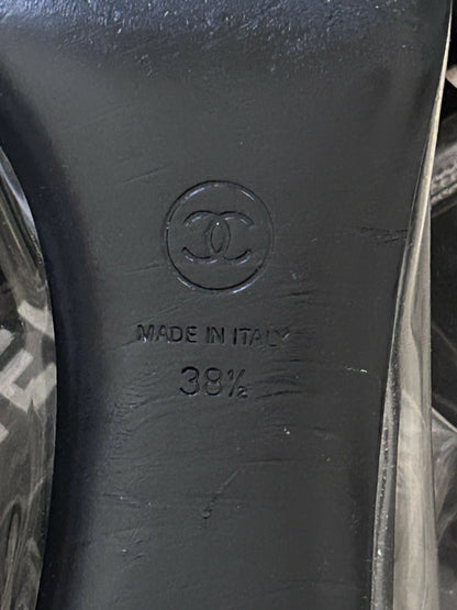 Chanel Transparent/Black PVC and Grosgrain Knee High Boots