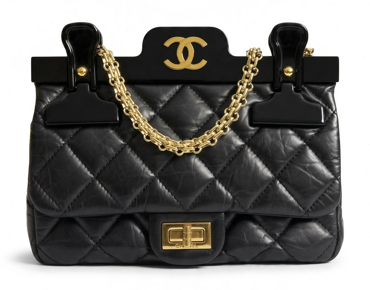 Chanel Mini Hanger Black Flap Bag gold hardware