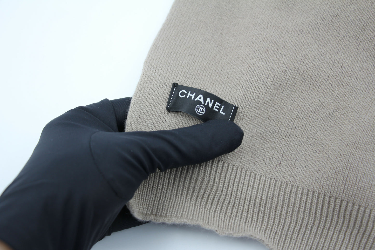 Chanel 23A Cotton Knitted Beige No.5 CC logo Scarf