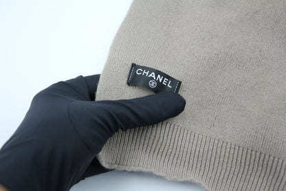Chanel 23A Cotton Knitted Beige No.5 CC logo Scarf