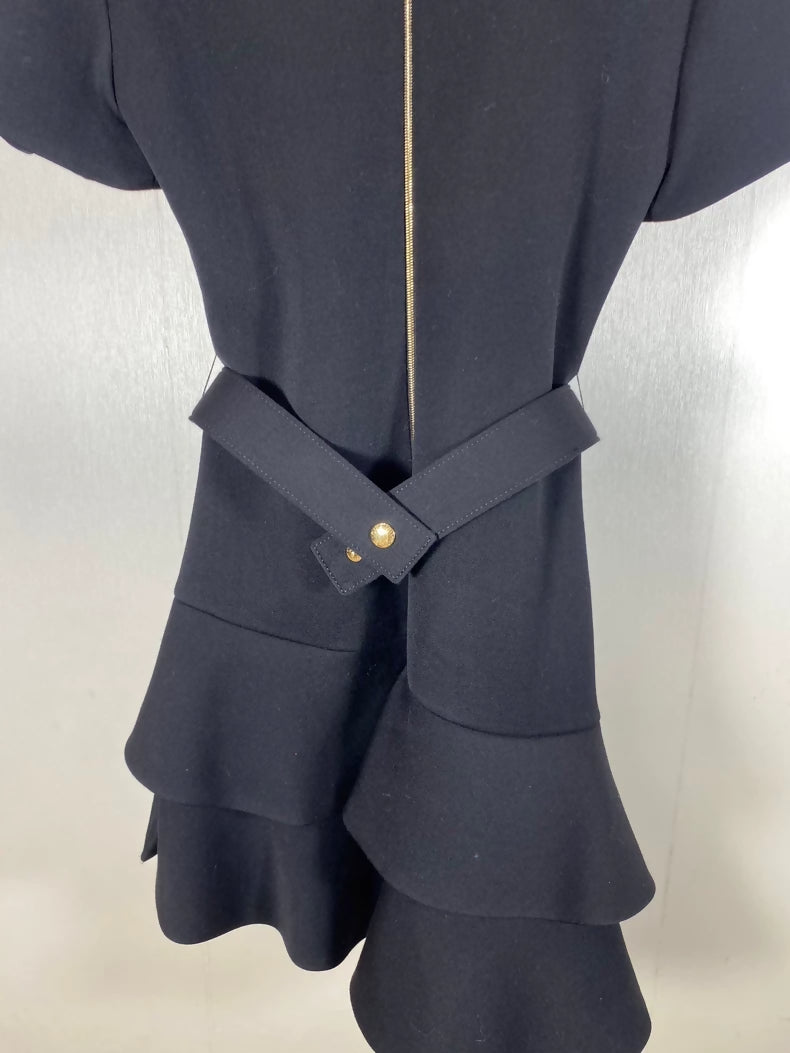 Louis Vuitton black ruffled belt dress