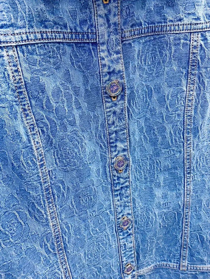 Chanel 23P long denim camellia coat 36FR