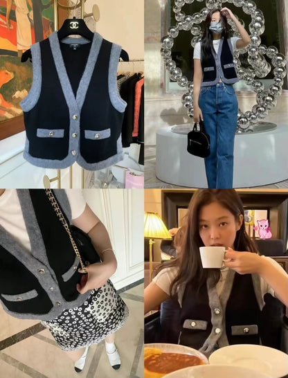 Chanel 21B black & blue vest
