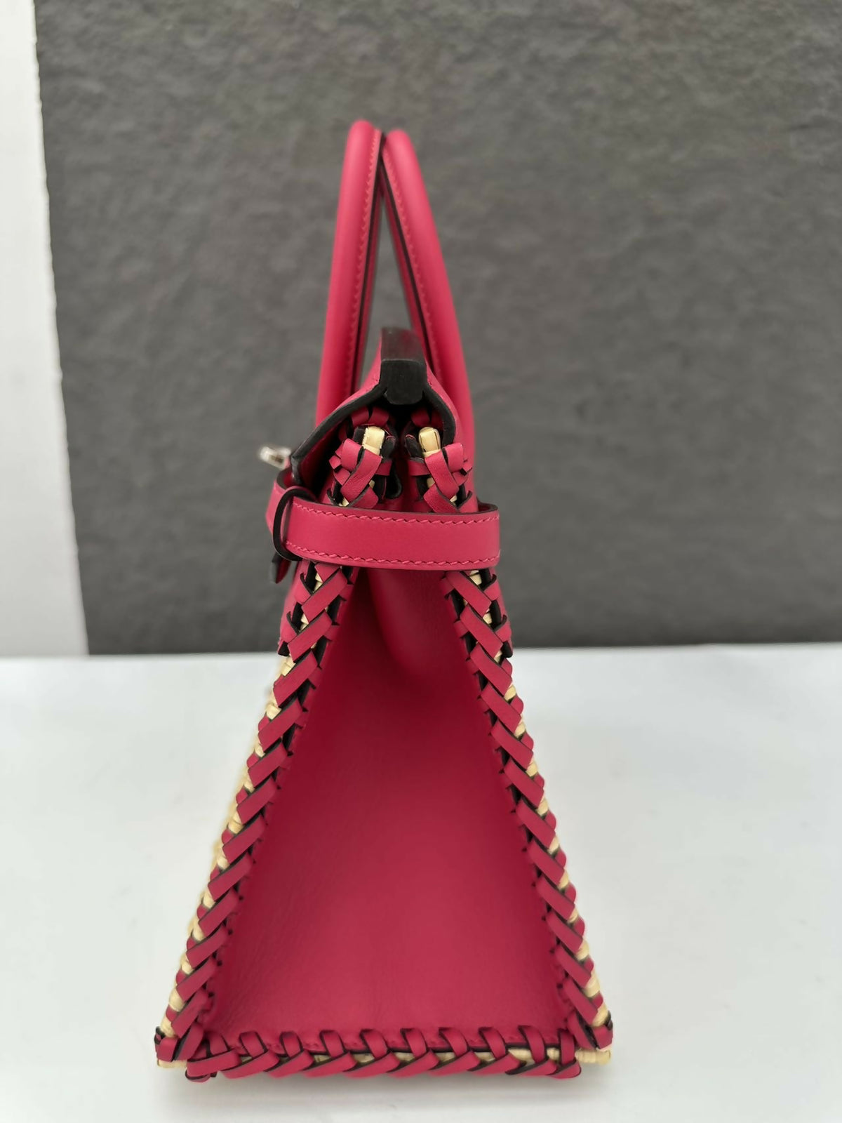 Hermès Limited Edition Picnic Birkin 25 Rose Framboise Osier Wicker & Swift Leather with Palladium Hardware