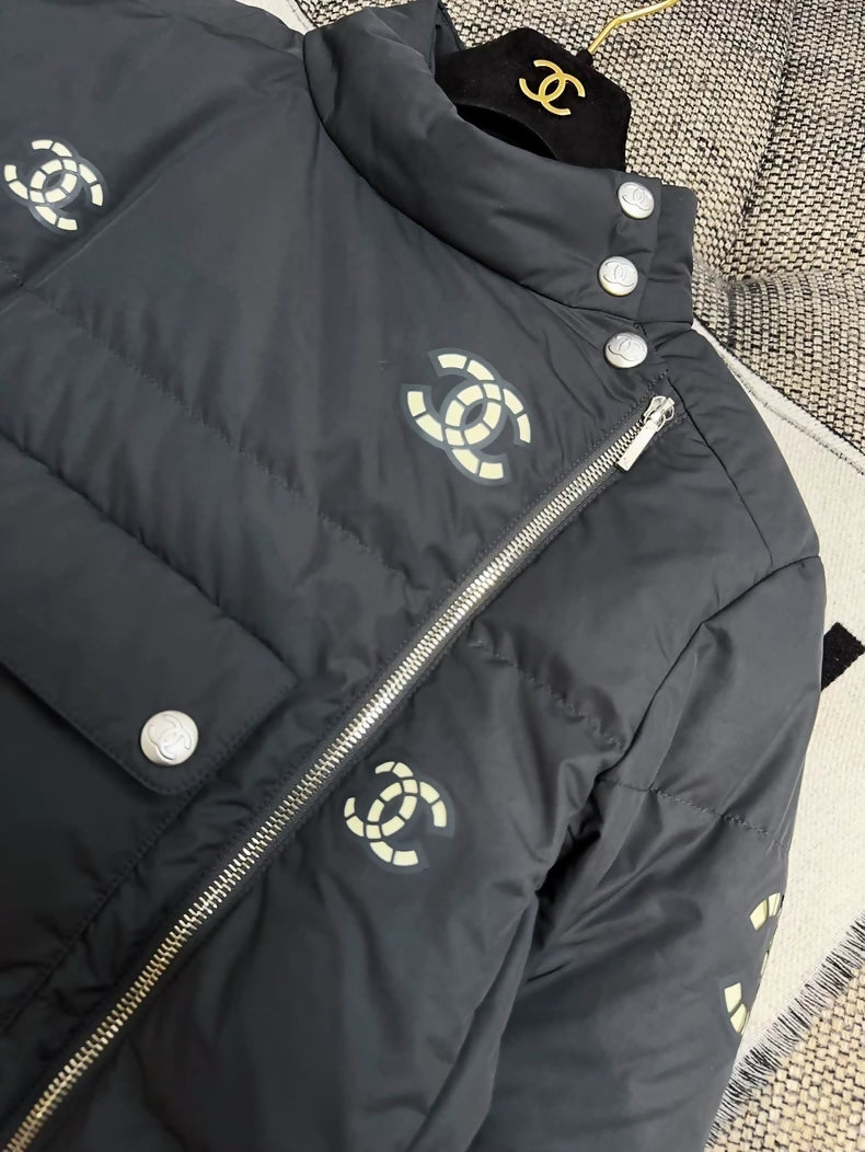 Chanel 21N Coco Neige ski collection gray down jacket
