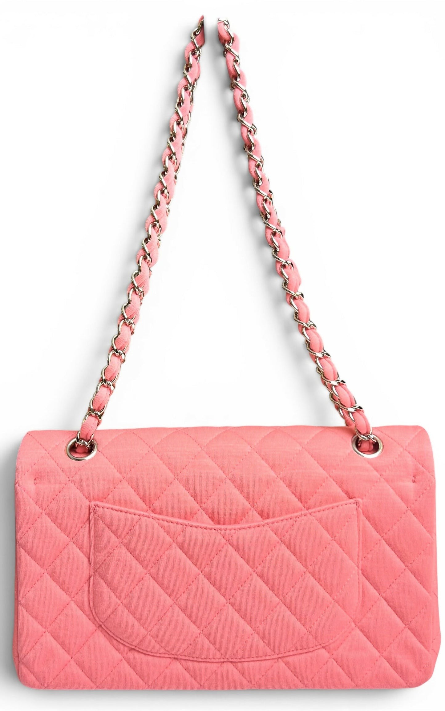 Chanel 14A Supermarket Pink Jersey Medium Classic Timeless Double Flap Bag