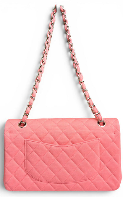Chanel 14A Supermarket Pink Jersey Medium Classic Timeless Double Flap Bag