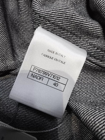 Chanel 25C navy blue denim jacket with silver buttons