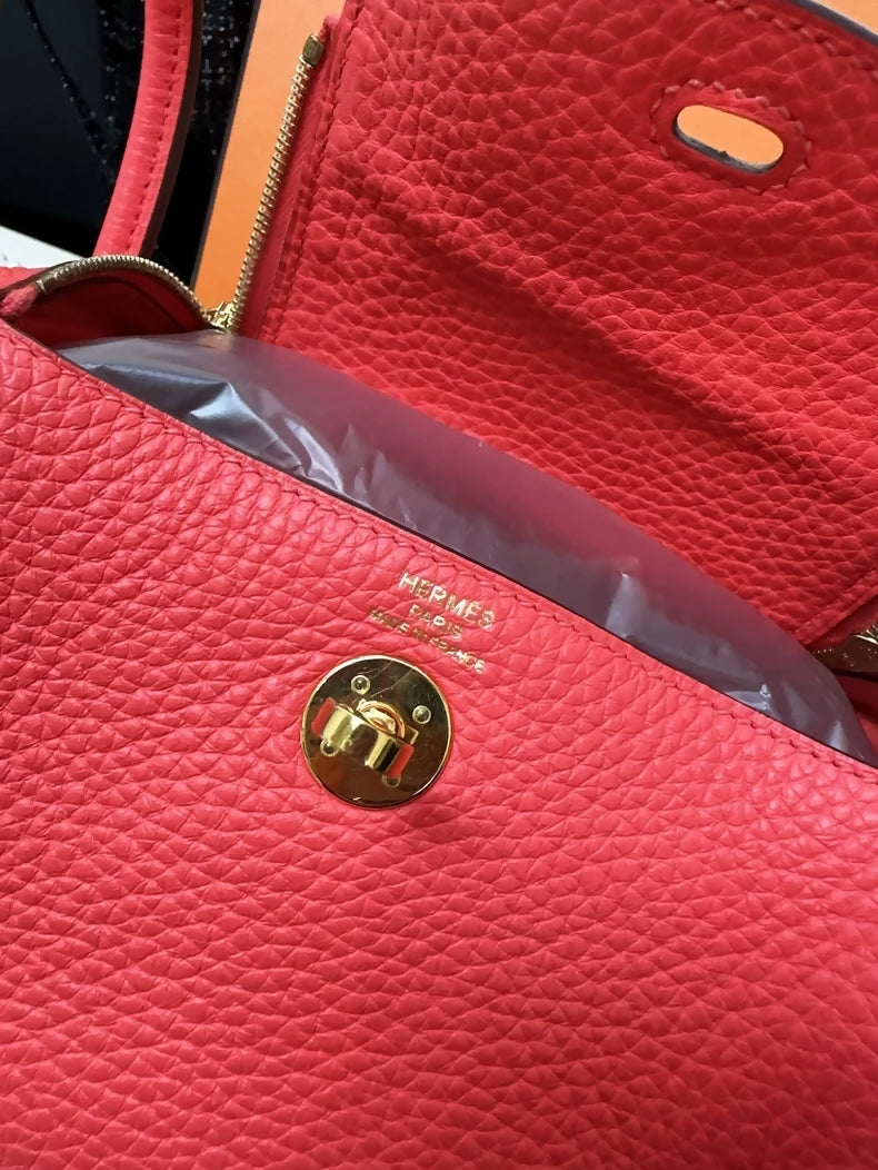 Hermes Mini Lindy bag gold hardware Texas pink