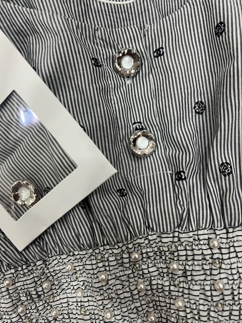Chanel 24p pearl logo striped top vest