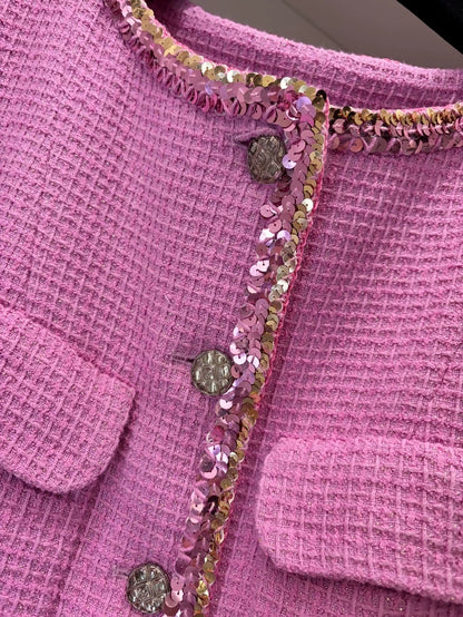 Chanel 22S Pink Tweed Coat Dress