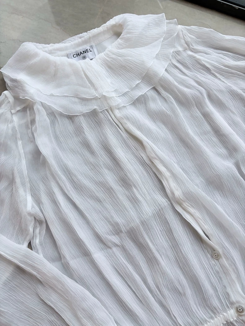 Chanel 25s white silk shirt