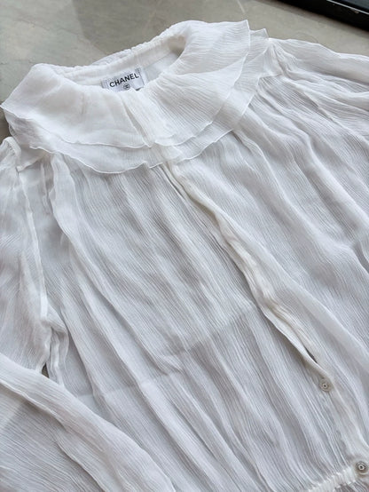 Chanel 25s white silk shirt