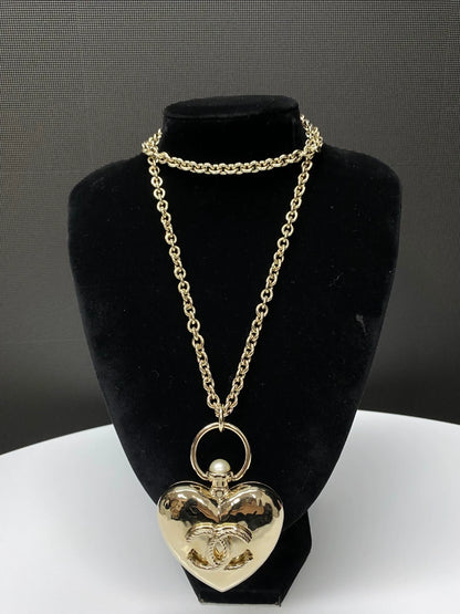 Chanel heart long chain necklace