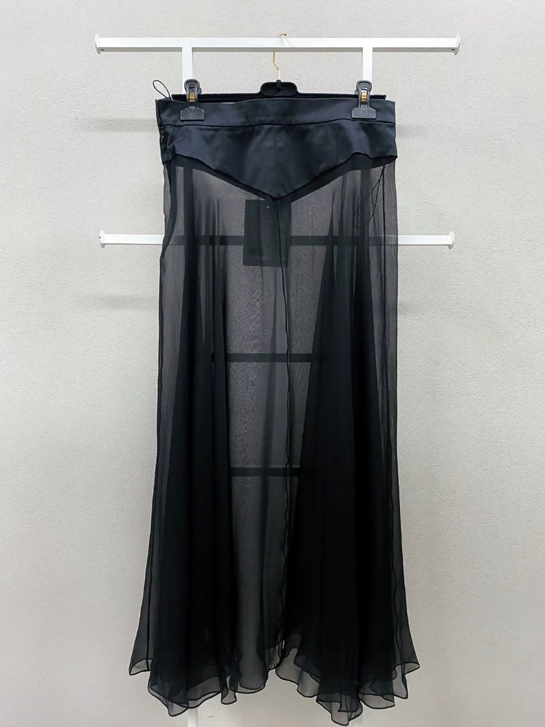 Chanel 18A Black Chiffon Skirt