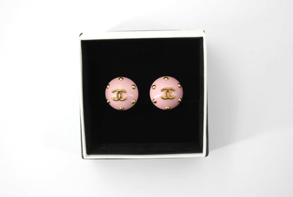 Chanel Vintage 96C Resin Pink Bean Clip-on Earrings