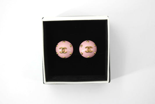 Chanel Vintage 96C Resin Pink Bean Clip-on Earrings