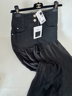 Chanel 21K Black Mesh Wide-Leg Pants