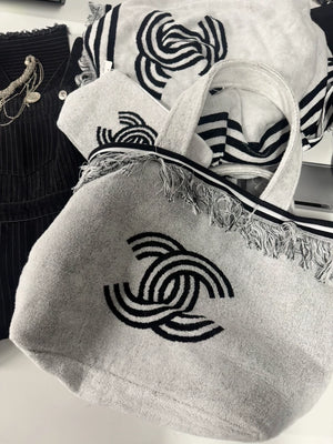 Chanel 24C Cement Grey Beach Bag/Towel Set