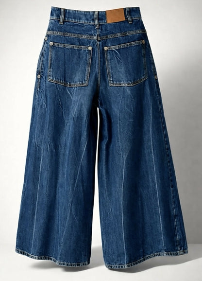 Chanel 19P Sand By The Sea Wide Leg Blue Jeans FR 36
