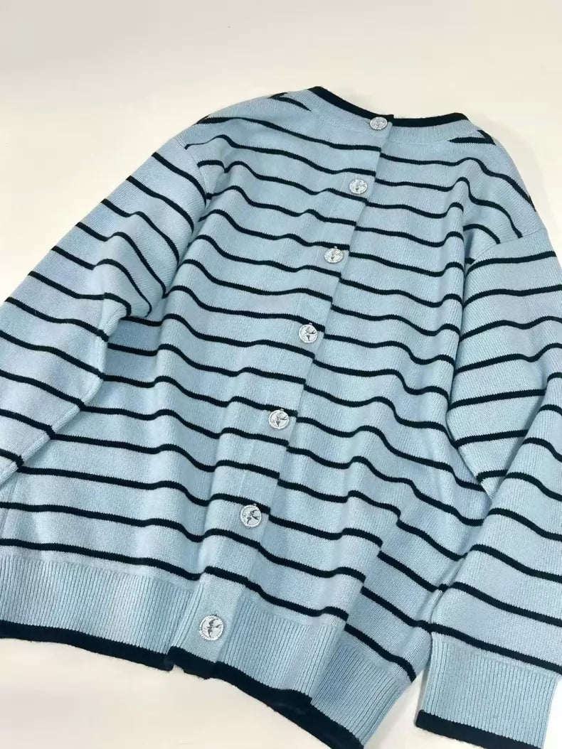 Chanel 25S Blue Cashmere Knit Cardigan